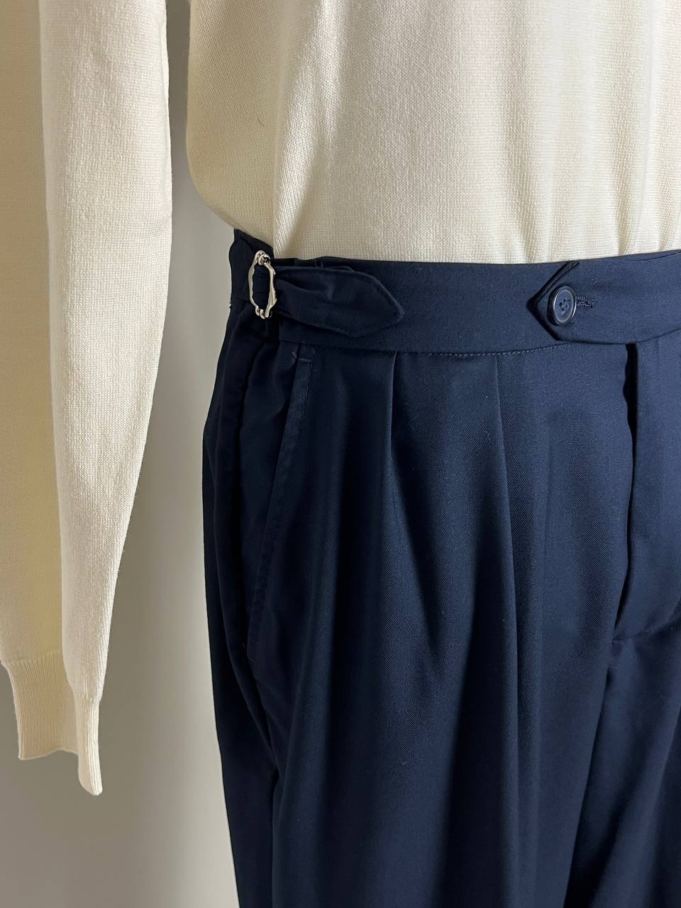PANTALONI A VITA ALTA BLU SCURO