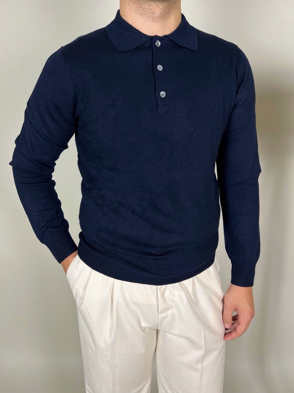 POLO MANICA LUNGA BLU