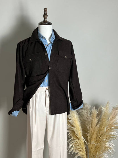 GIACCA CAMICIA MARRONE SCURO
