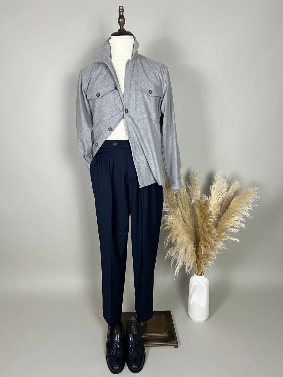GIACCA CAMICIA GRIGIO CHIARO