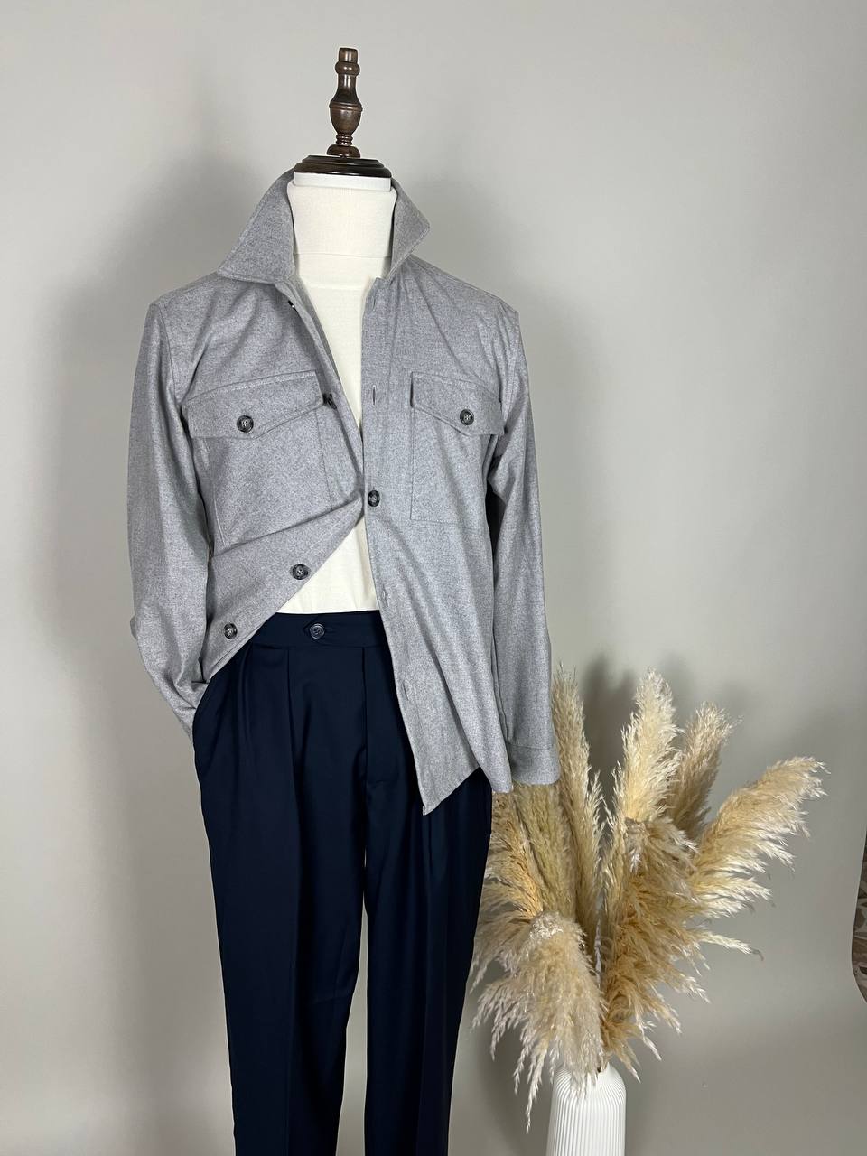 GIACCA CAMICIA GRIGIO CHIARO