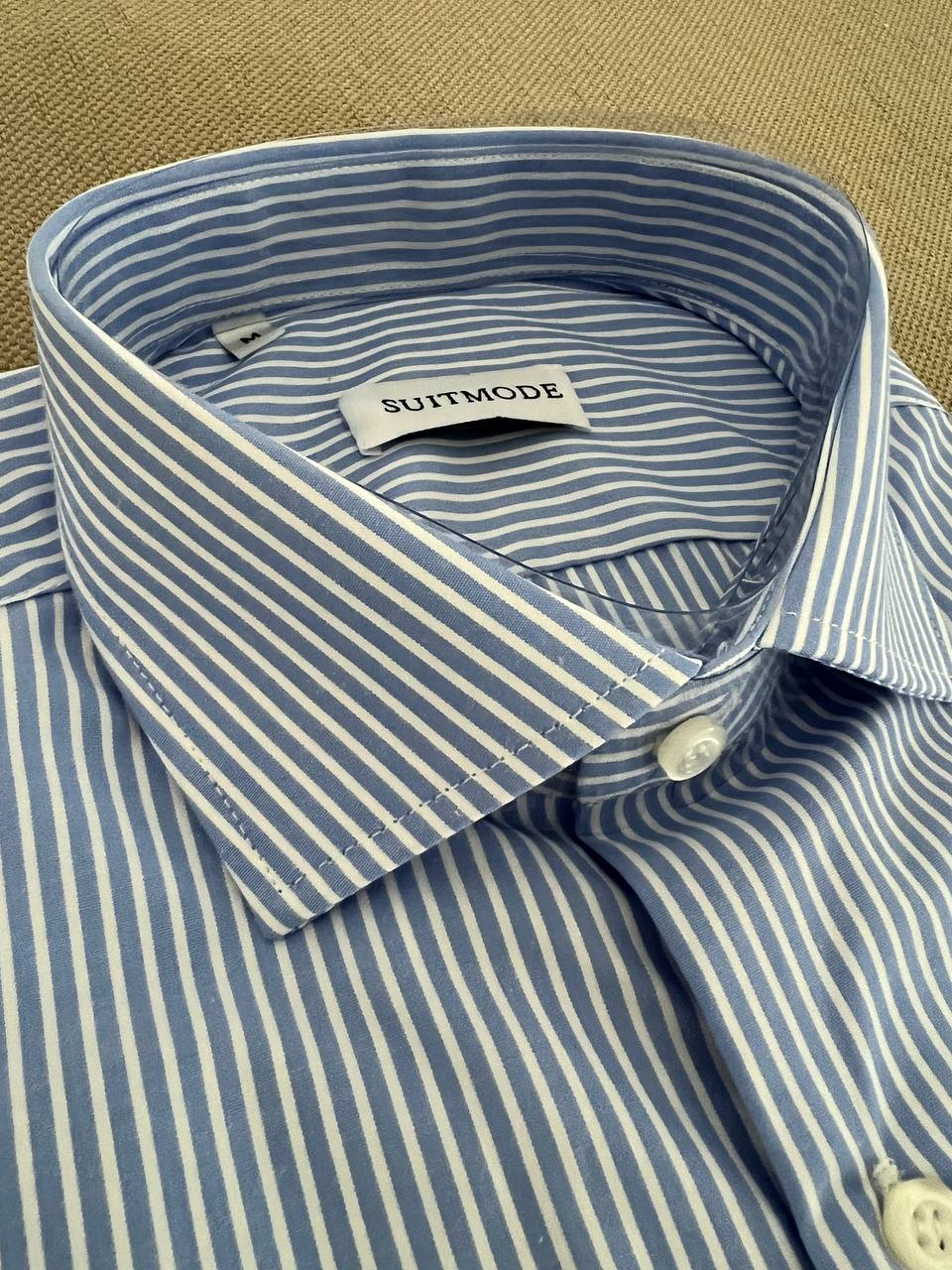 CAMICIA AZZURRA A RIGHE BIANCHE