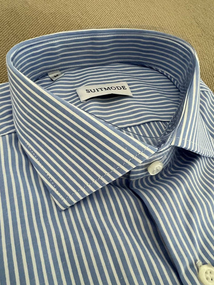 CAMICIA AZZURRA A RIGHE BIANCHE