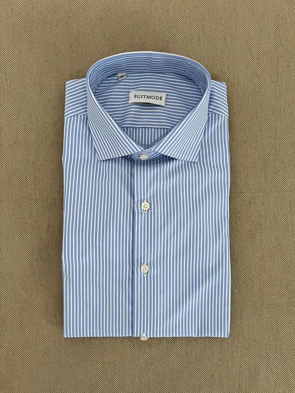 CAMICIA AZZURRA A RIGHE BIANCHE