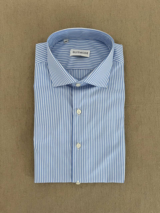 CAMICIA AZZURRA A RIGHE BIANCHE