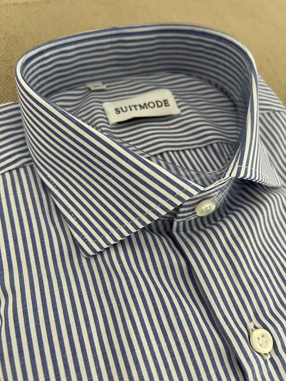 CAMICIA COLLO FRANCESE A RIGHE BLU