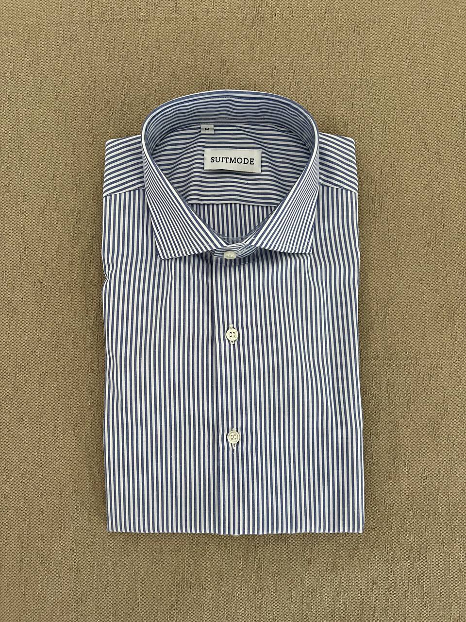 CAMICIA COLLO FRANCESE A RIGHE BLU