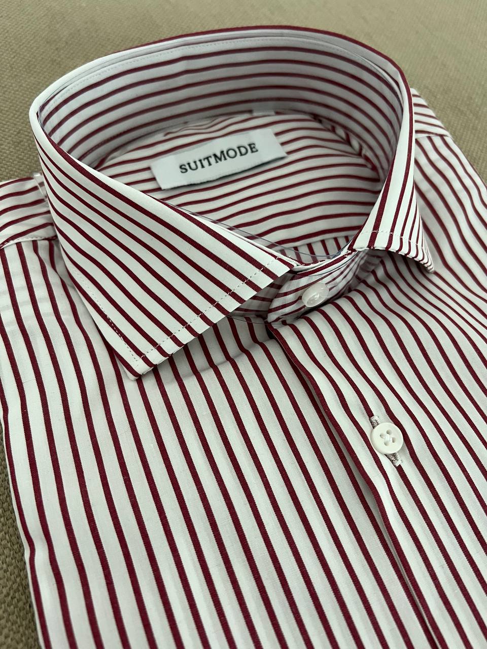 CAMICIA COLLO FRANCESE A RIGHE BORDEAUX