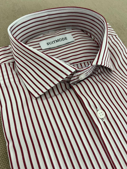 CAMICIA COLLO FRANCESE A RIGHE BORDEAUX