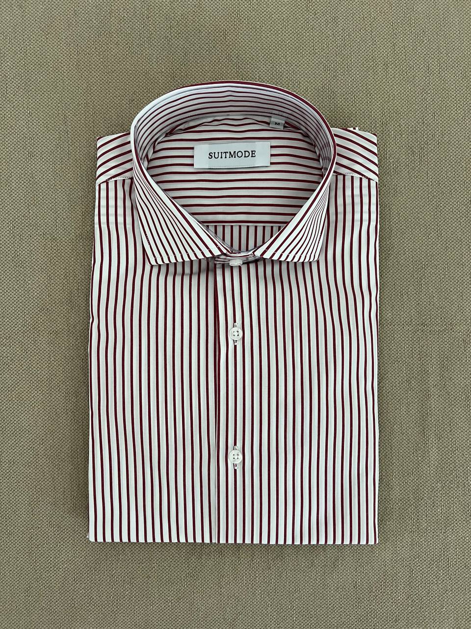 CAMICIA COLLO FRANCESE A RIGHE BORDEAUX