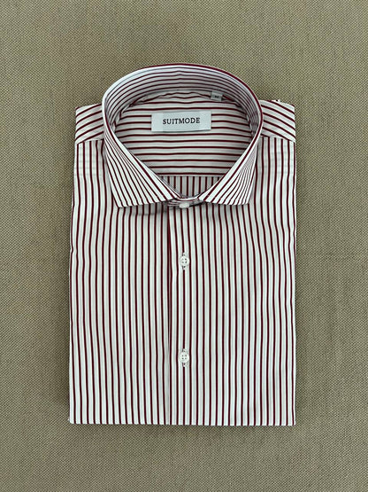 CAMICIA COLLO FRANCESE A RIGHE BORDEAUX