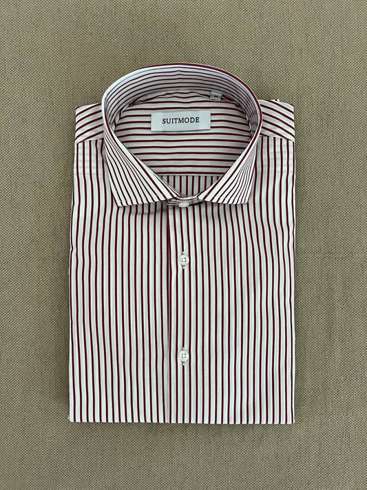 CAMICIA COLLO FRANCESE A RIGHE BORDEAUX